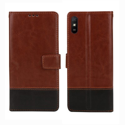 MG Star Flip Cover for Xiaomi Redmi 9i/Redmi 9i PU Leather Flip Case with Card Holder and Magnetic Stand(Brown, Shock Proof, Pack of: 1)