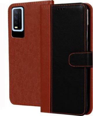 Flospy Flip Cover for Vivo Y20i(Black, Brown, Shock Proof, Pack of: 1)