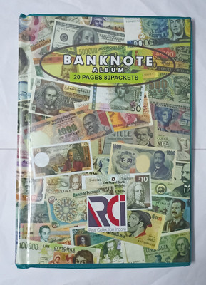 rci 4 Divider Currency Album for Notes 20 Pages With 80 Pockets Currency Note Album Collection - Fits Big Currency Notes Coin Bank(Multicolor)