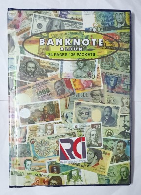 rci 4 Divider Currency Album for Notes 34 Pages With 136 Pockets Currency Note Album Collection - Fits Big Currency Notes Coin Bank(Multicolor)