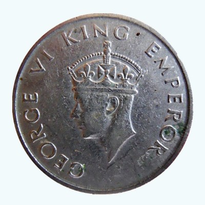 Mintage World British India King George VI Half Rupee 1947 Mumbai Coin Modern Coin Collection(1 Coins)
