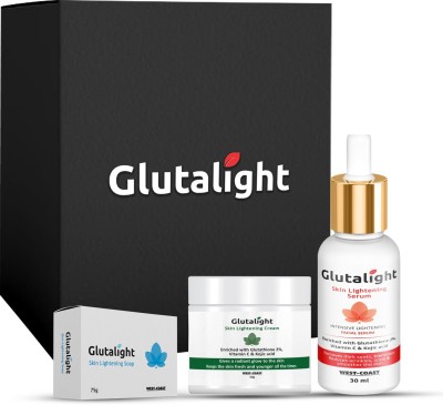 Glutalight Glutathione Skin Lightening/Brightening Combo Pack (Soap + Serum + Cream)(3 Items in the set)