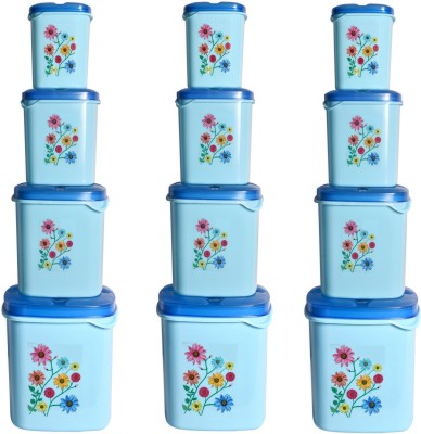 Aone Plastic Grocery Container  - 250, 500 ml, 1000 ml, 1500 ml(Pack of 12, Blue)