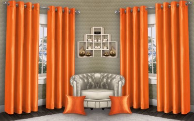 Nikunj Fabs 152.4 cm (5 ft) Polyester Semi Transparent Window Curtain (Pack Of 4)(Solid, Orange)