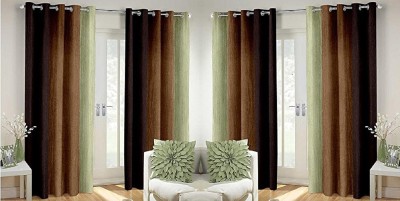 Nikunj Fabs 213.36 cm (7 ft) Polyester Blackout Door Curtain (Pack Of 4)(Solid, Brown)