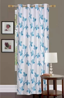 Sehbhagi 153 cm (5 ft) Polyester Semi Transparent Window Curtain Single Curtain(Floral, Blue)
