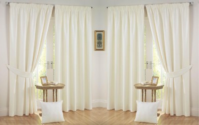 Nikunj Fabs 152.4 cm (5 ft) Polyester Semi Transparent Window Curtain (Pack Of 4)(Solid, Cream)