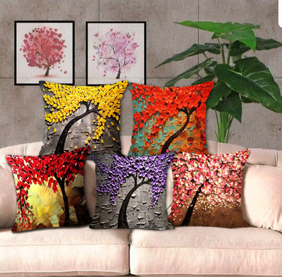 Crafteal Polyester Cushions Cover(40 cm*40 cm, Pack of 5, Multicolor)