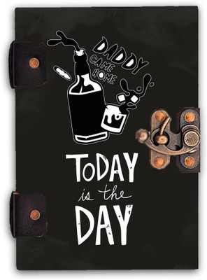 DI-KRAFT Quote Printed Designer Cardboard Notebook 120GSM (7*5Inch) For Office & Home use A5 Diary Unruled 200 Pages(Black)