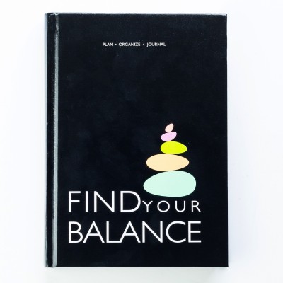 The Journal Lab Find Your Balance Undated Daily Planner and Journal to Schedule Your Day To-Do List and Productivity Tracker and Mood Tracker for Wellness Gratitude Journal with Stickers A5 Journal Designed Pages 300 Pages(Midnight Black)