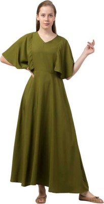 ADDICTED ATTIRE Women Maxi Green Dress