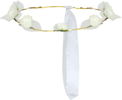 PARTY MIDLINKERZ White Flower Gracious Tiara/Crown Head Wrap for Wedding Party Beach for Women Girls Hair Band(White)