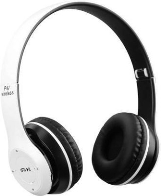 Glatoxi Wireless Bluetooth Headphone with Mic and FM SD CARD SLOT Bluetooth Headset(White, On the Ear)