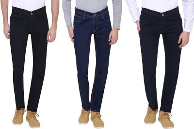 GRADELY Slim Men Black, Dark Blue, Blue Jeans(Pack of 3)