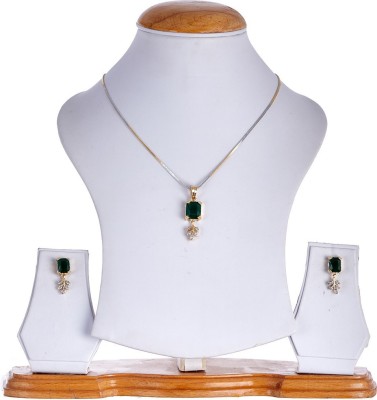 ZENEME Alloy Gold-plated Green, White, Gold Jewellery Set(Pack of 1)