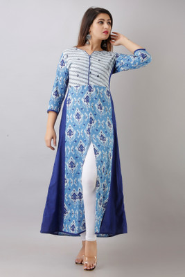 SVARCHI Women Printed A-line Kurta(Blue)