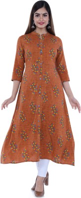 Glowworld Women Printed A-line Kurta(Brown)