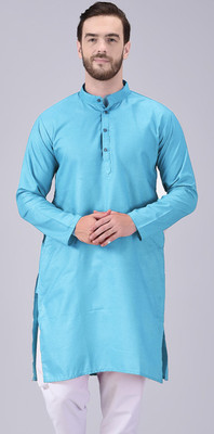 AD & AV Men Solid Straight Kurta(Light Blue)