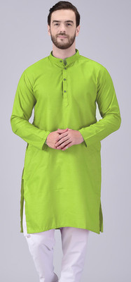 AD & AV Men Solid Straight Kurta(Light Green)