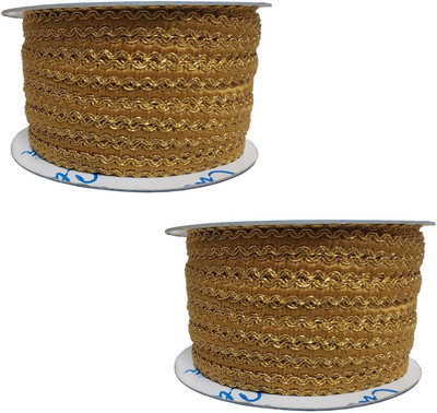 De-Ultimate CWG0132-001 Set of 2 (20 Mtr Roll and 0.6cm Width) Golden 9208 Model Gota Trim Laces and Borders Craft Material for Bridal Ethnic Wear Suits Sarees Falls Lehengas Dresses/apparel Designing Embellishment & Decoration Purpose Lace Reel(Pack of 2)