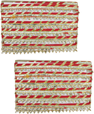 De-Ultimate CWG0279-003 Set of 2 (9 Mtr and 2cm Width) Red Piping Triangle Gota Trim Laces and Borders Craft Material for Bridal Ethnic Wear Suits Sarees Falls Lehengas Dresses/apparel Designing Embellishment & Decoration Purpose Lace Reel(Pack of 2)