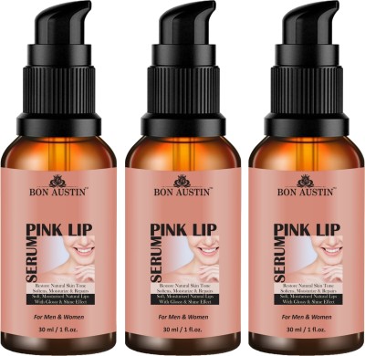 Bon Austin Premium Pink Lip Serum Oil - For Soft Lips - Ideal for Men and Women Combo Pack Of 3 bottle of 30 ml(90 ml) Rose(Pack of: 3, 90 g)
