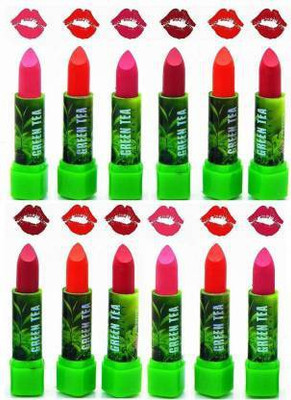 ads Green tea extract matte moisturizing lipstick set of-12 (Multi Color, 12 g)(Multicolor, 12 g)