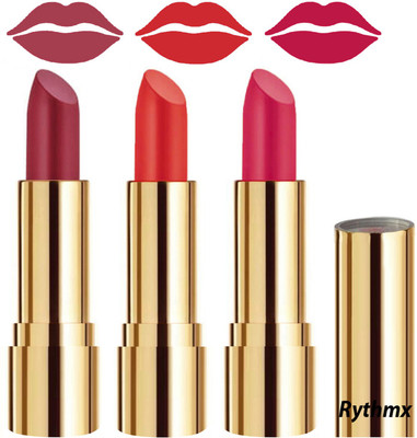RYTHMX Soft Creme Matte Lip Colors Collection Combo Set of 3 Pcs Code no-1373(Dark Pink, Orange, Passion Pink, 12 g)