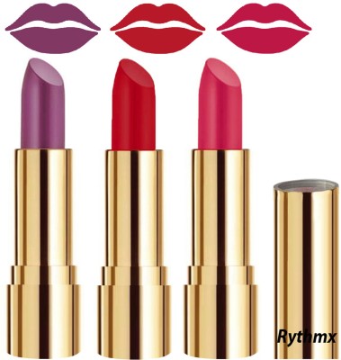 RYTHMX Smooth Creme Matte Lipstick for Girls Bold Colors in Just One Swipe Code no-763(Light Purple, Blood Red, Passion Pink, 12 g)
