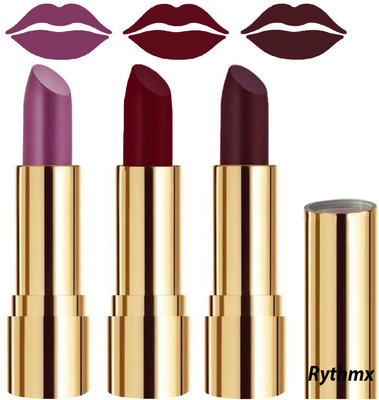 RYTHMX Soft Creme Matte Lip Colors Collection Combo Set of 3 Pcs Code no-1438(Light Purple, Maroon, Dark Wine, 12 g)