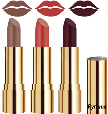 RYTHMX Smooth Creme Matte Lipstick for Girls Bold Colors in Just One Swipe Code no-505(Brown, Dark Peach, Dark Wine, 12 g)