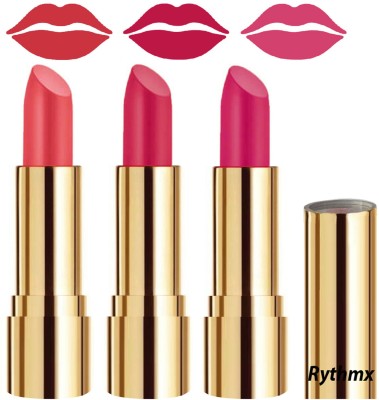 RYTHMX Smooth Creme Matte Lipstick for Girls Bold Colors in Just One Swipe Code no-578(Carrot Red, Passion Pink, Magenta, 12 g)