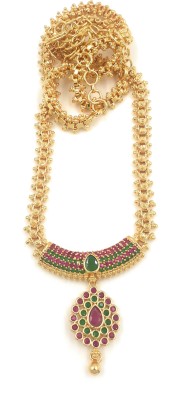 Anujeet Fashion Hub Gold Plated Long Covering Chain with Multicolor AD Stone Dollar Gold-plated Plated Copper Chain