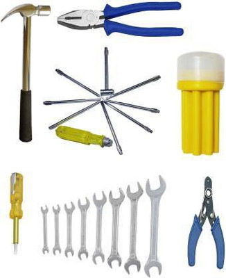 Trishul Hand tool kit set 21pcs Claw Hammer Plier 9pc Screwdriver 8pc Chavi Electric Tester and Wire cutter set (Pack of 6) Hand Tool Kit (21 Tools) Hand Tool Kit(21 Tools)