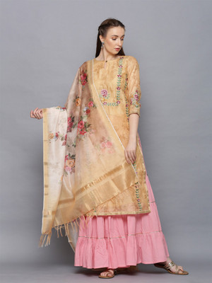 Jaipur Kurti Embroidered Kurta, Palazzo & Dupatta Set