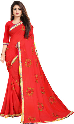 Fashion Day Embellished Bollywood Georgette Saree(Red)