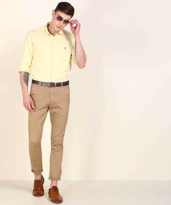 LOUIS PHILIPPE Men Solid Casual Yellow Shirt