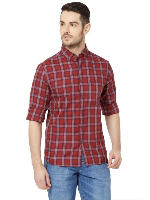 Dusk Men Checkered Casual Red Shirt