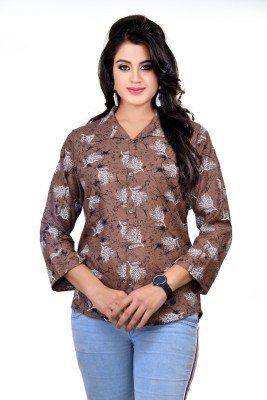 Vastragrah Women Printed Casual Brown Shirt