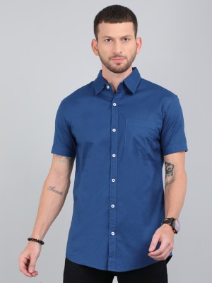 ASIAN & FITCH Men Solid Casual Light Blue Shirt