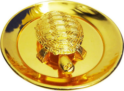 FABZONE 25 K Gold Plated Fengshui Tortoise / Turtal Handicraft Spiritual Puja Vastu Figurine Decorative Home Décor - Religious Murti Pooja Gift Item / Home Décor / Temple / Office Decorative Showpiece - 9 cm(Cast Iron, Gold)