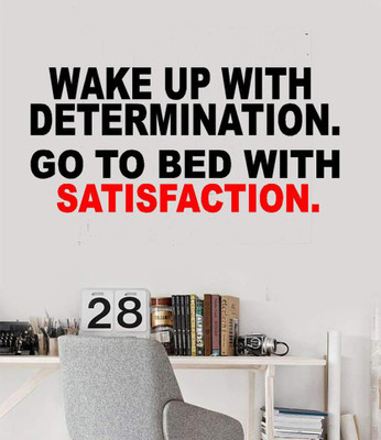 LYOMAN 59 cm wakeupwith-blkred Self Adhesive Sticker(Pack of 1)