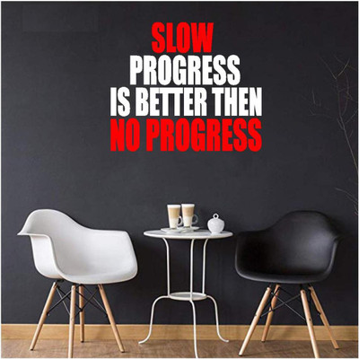 LYOMAN 59 cm slowprogres-whtred Self Adhesive Sticker(Pack of 1)