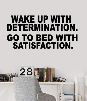 LYOMAN 59 cm wakeupwith-blk Self Adhesive Sticker(Pack of 1)