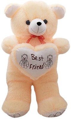 Agnolia Cream Fur with Best Friend Heart Stuffed Soft Teddy Bear  - 60.5 cm(Cream)