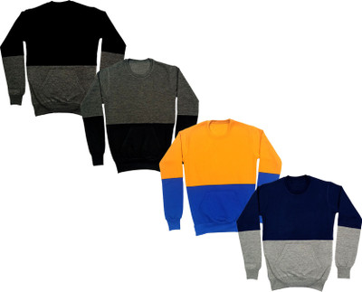 Indistar Full Sleeve Solid Boys & Girls Sweatshirt