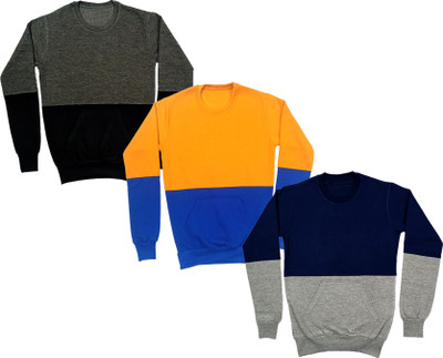 KAYU Full Sleeve Color Block Boys & Girls Sweatshirt