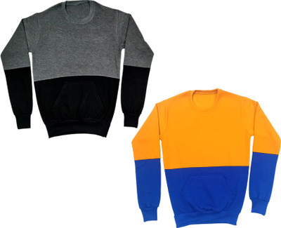 IndiWeaves Full Sleeve Color Block Boys & Girls Sweatshirt