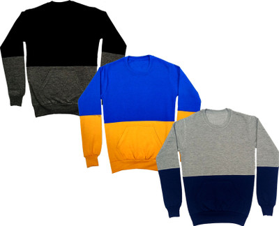 IndiWeaves Full Sleeve Color Block Boys & Girls Sweatshirt