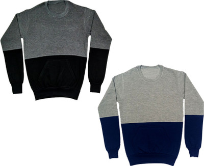 IndiWeaves Full Sleeve Color Block Boys & Girls Sweatshirt